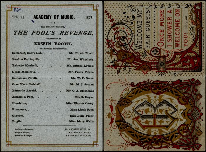 Fool's Revenge Playbill, 1878