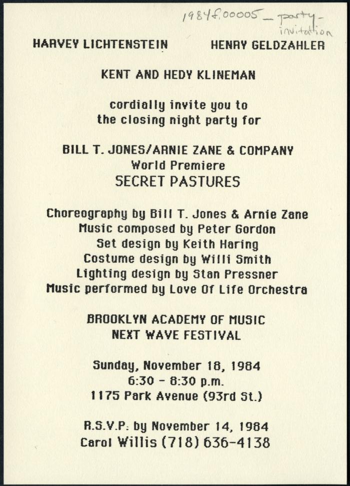 1984 Bill 	Jones Invitation